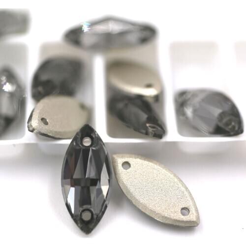 Free shipping 7x15mm Leaf shape sew on rhinestones Gray crystal flatback glass rhinestones diy Wdding dress/clothing accessories