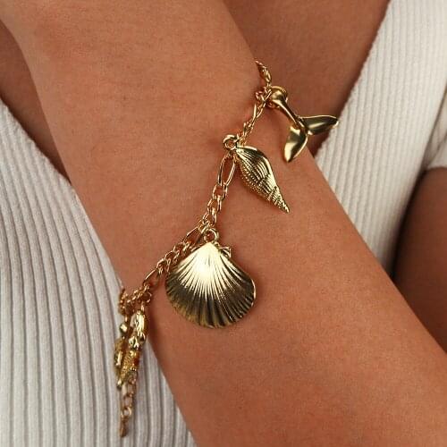Bohemian Alloy Shell Conch Tortoise Pendants Anklets Beach Style Anklet Bracelets For Women Gifts