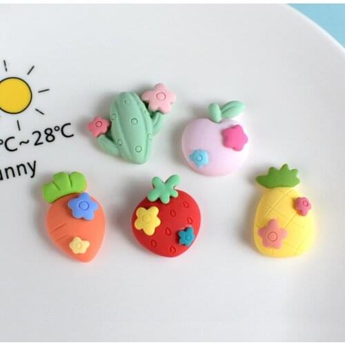 15PCS Phone Deco Parts DIY Accessories Kawaii Fruit Cartoon Flatback Resin Cabochons Embellishments Flat Resins of Characters