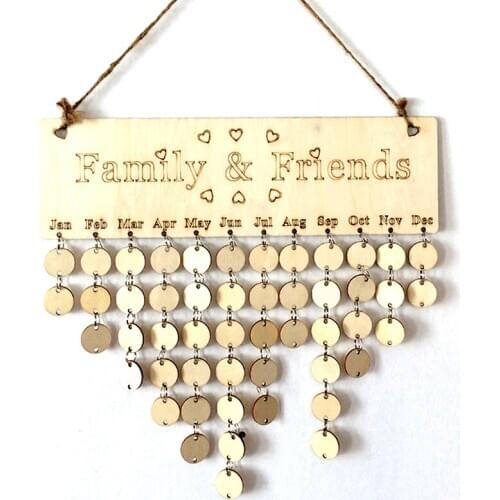 DIY Wooden Calendar Friends&Family Heart Printed Wall Calendar Sign Special Dates Reminder Board Home Hanging Decor Gifts
