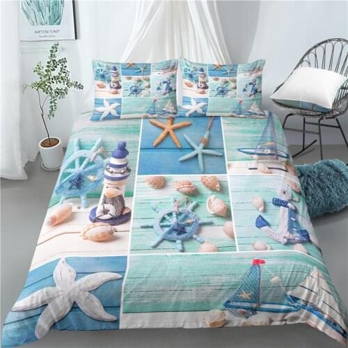 Home Living Luxury 3D Beach Theme Print 2/3Pcs Comfortable Duvet Cover PillowCase Bedding Sets Queen and King AU/EU/US Size