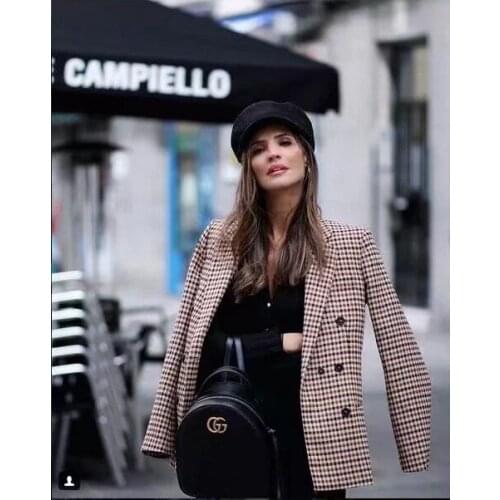Elegant plaid blazer dress winter autumn women long sleeve oversized jacket office lady women winter jacket wrap bodycon casua
