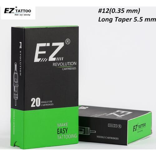 EZ Revolution Tattoo Needle Cartridge #12 ( 0.35 MM) Long Taper Magnum Needles for Rotary Tattoo Machine 20PCS/Box