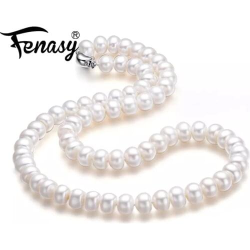 FENASY fine AAAA high quality natural freshwater pearl necklace for women new 7-10mm pearl jewelry 45cm choker necklace