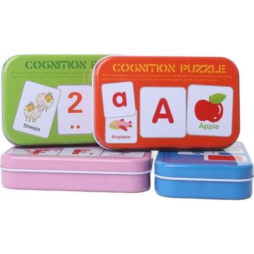 Hot sale! Kids Learning and Education Wooden toys Letter/color/Animals/Fruit Cognitive cards Cognition Puzzles for children