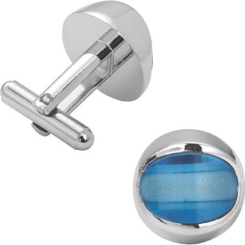 KC popular fashion brand high quality Silvery Blue Crystal cufflinks classic French shirt cuff links friends gift