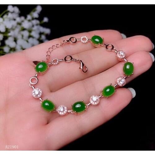 KJJEAXCMY fine jewelry 925 pure silver inlaid natural Jasper lady Bracelet support detection