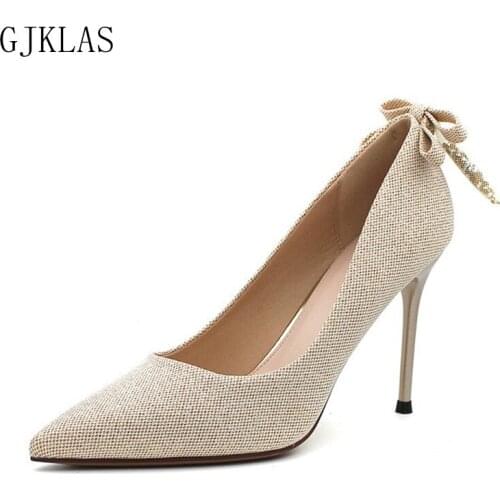 Dress Women Shoes with Bow High Heels Sexy Woman Shoes Wedding Shoes for Women Bride Pointed Toe Stiletto Heels Zapatos Mujer