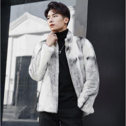 Genuine mink fur jacket men new arrival real fur coat men high quality mink marten fur clothing male cross mink