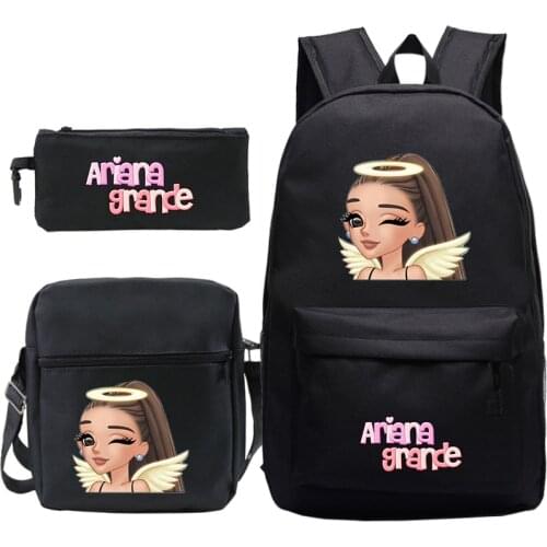 Fashion Ariana Grande Backpack Boy Girl School Bags Women Travel Mochila 3pcs Set Book Rucksac(backpack+shouder Bag+pen Bag)