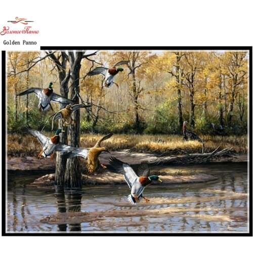 Golden Panno,Needlework,DIY DMC Cross stitch,Sets For Embroidery kit 14ct unprinted cotton thread Birds Free Fly Cross-Stitching