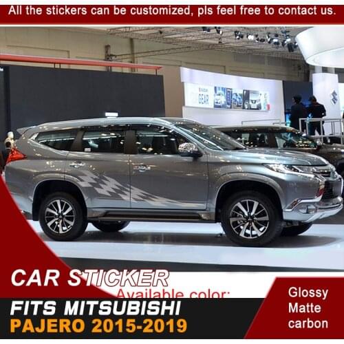 Car Decals Side Door Racing Flag Styling Graphic Vinyl Cool Car Sticker Fit For MITSUBISHI PAJERO SUV 2015 2016 2017 2018 2019