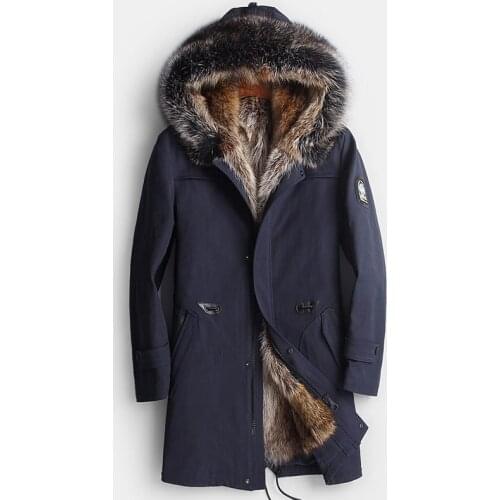 Real Fur Coat Winter Jacket Men Natural Wolf Fur Liner Parka Men Clothes 2020 Raccoon Fur Collar Long Coat Casaco YY868