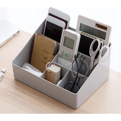 6 Grids Desk Cosmetic Storage Box Plastic Makeup Organizer Case Brush Lipstick Storage Cases Home Office Storage Organizer