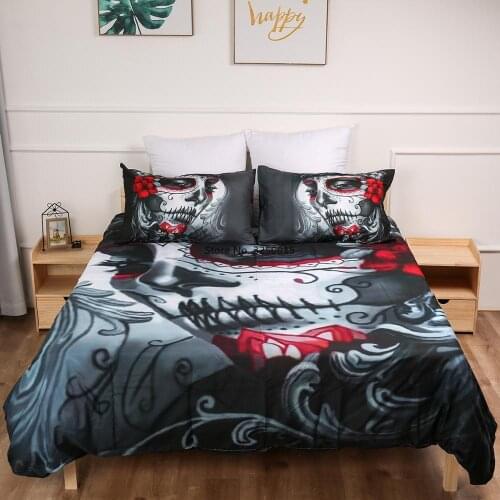 Skull Duvet Cover With Pillowcase Black Skull Twin Full Queen King Bedding Set