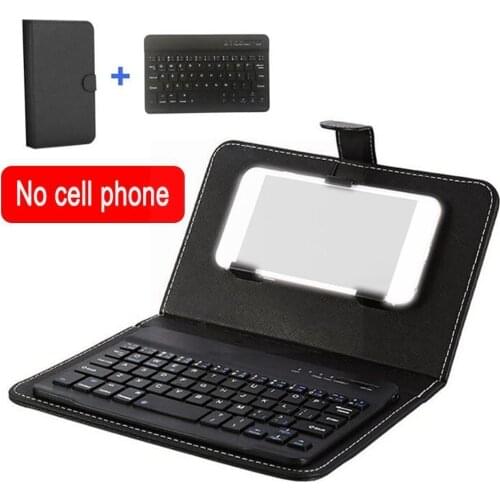 Portable PU Leather Case Protective Cover with Bluetooth For iPhone Huawei Samsung Phone Keyboard Wireless Mobile Xiaomi B4L4