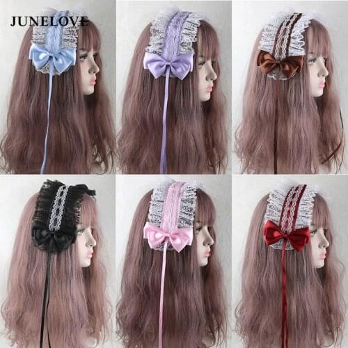 JuneLove Lolita Dimensional Girl Cute Soft Sister Headband All-match Multicolor Hair Accessories Lace Trim Bowknot Hairpin
