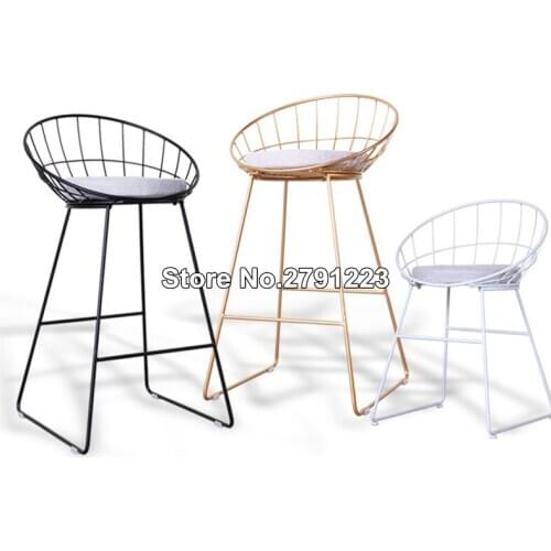 Simple Bar Stool Wrought Iron Bar Chair Gold High Stool Modern Dining Chair Iron Leisure Chair Nordic Bar Chair 45/65/75/85cm