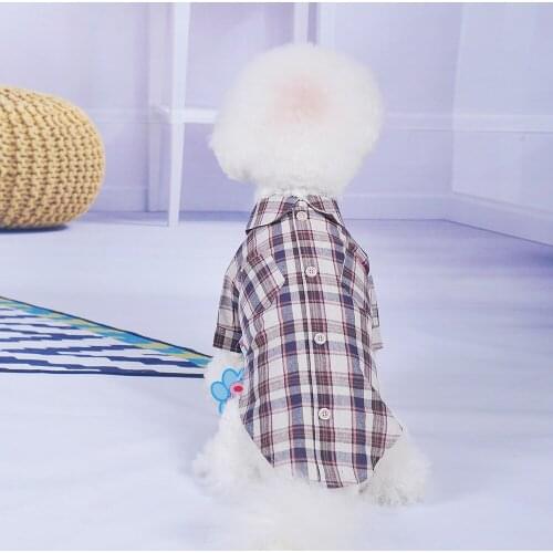 Dog Shirt Pet Cat Clothes Cotton Spring Summer Two Legs Gentleman Plaid Dogs Clothing For Small Dogs Yorkshire New Pet Costumes