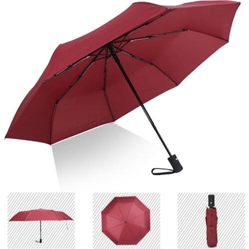 Windproof 3 Fold Automatic Umbrella Folding Mens and Womens Umbrella Full Automatic Umbrella