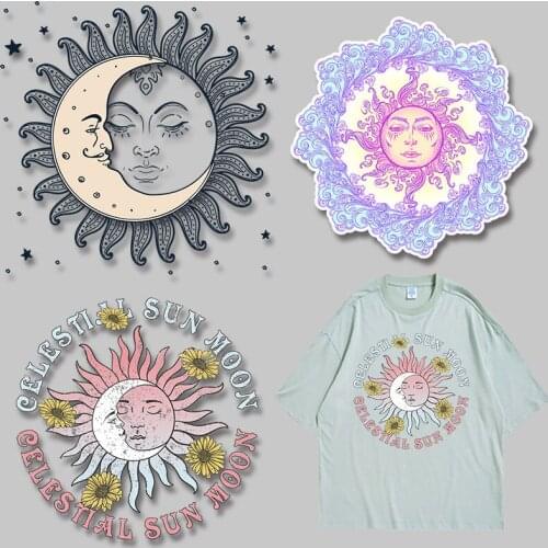 Sun Round Logo Patches for Kids Clothing Jacket Iron-on Transfers Stickers on Clothes Applique on Clothes