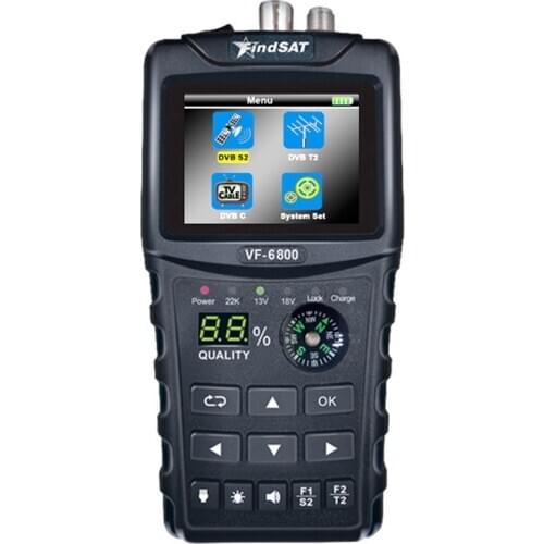 Hot VF-6800 DVB-T2 DVB-S2 DVB-C Satellite Finder Sat Finder Meter 2.4 Inch LCD DVB-T DVB-S HD Digital Satfinder US Plug