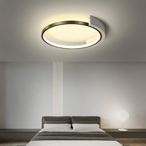 LED Ring Ceiling Lights Simplicity Lamp For Living Room Dining Bedroom Study Office Home Indoor Black White Surface Mount Decor