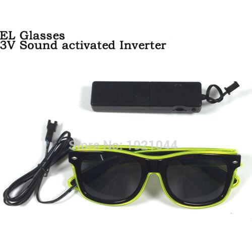 EL Wire Glowing Glasses with dark lens 10Colors Select for Dance DJ Club Performance Decoration with Sound active Driver