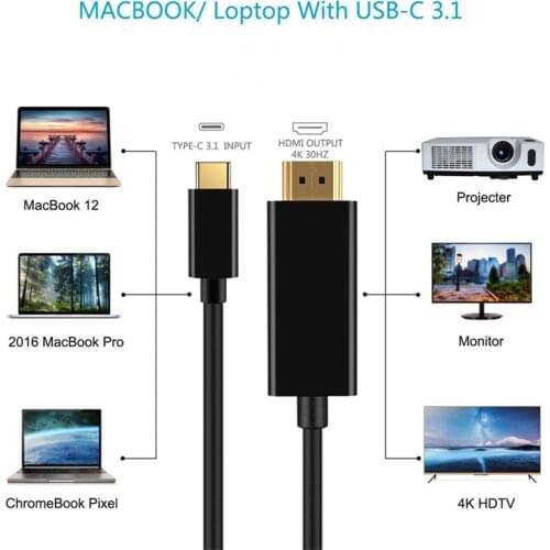 USB C to HDMI-compatible cable adapter 4K 1080P 60HZ Type c to HDMI-compatible 2.0 cable for Macbook Huawei Mate10 Sumsang S8