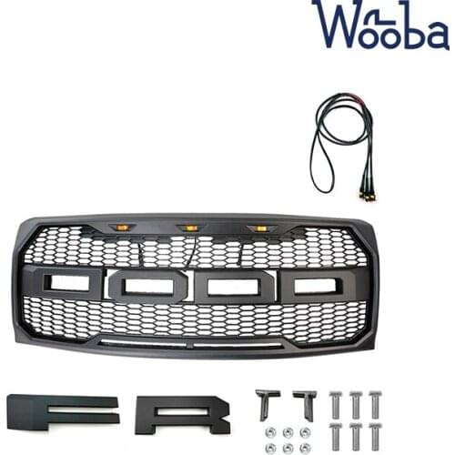Fit 09-14 Ford F150 Raptor Style Upper Front Grille Hood Mesh ABS W/LED