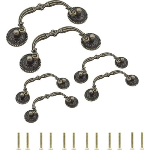 6PCS Swing Drawer Pull,3.86" Hole Centers Drop Down Bail Dresser Pull Handle Bail Drawer Pull Kitchen Cabinet Jewel Box Hardware