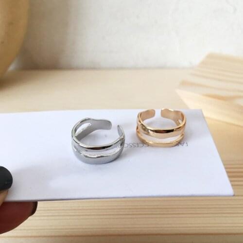 Line Irregular Double Layers Size 13 Ring Women Open Vintage Women Rings Wholesale