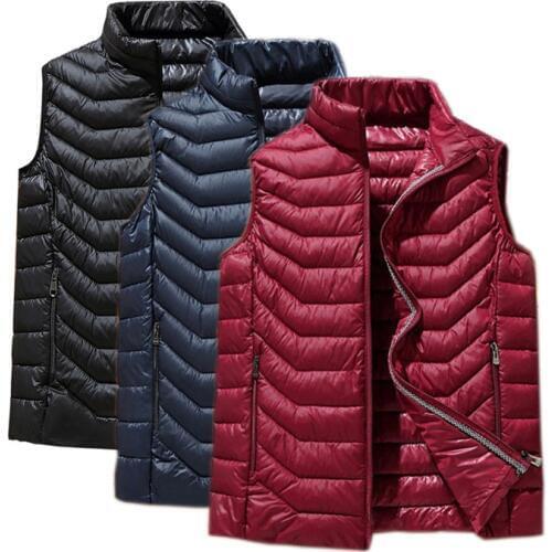 Winter New Men White Duck Down Vest Ultralight Vest Jacket Fashion Men Casual Jackets Coats Loose Vest Thicken Waistcoat 5XL 6XL