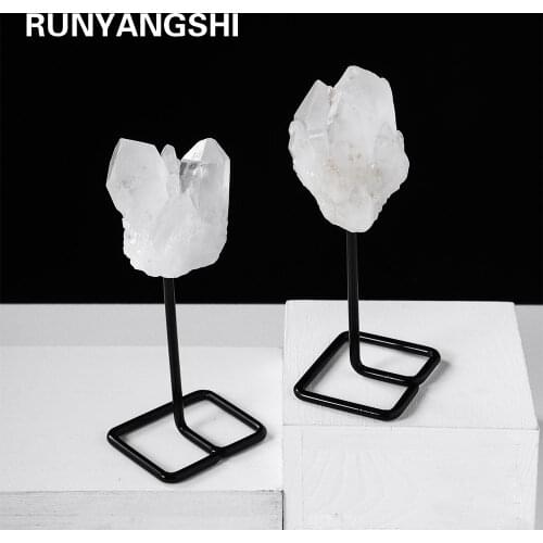 1PC Natural Raw Quartz Clear Crystal Cluster Healing Stones Crystal Point Specimen Table support accessories