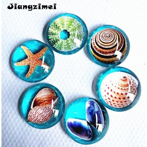 10pcs Flamingo,Shells, Screws, Trees of Life, Flowers and Birds,Mandala glass Cabochon with Photo Jewelry accessories