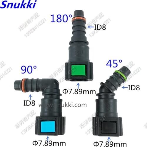7.89mm ID8 7.89 90 degree SAE fuel pipe fittings auto Fuel line quick connector gasoline filter plastic connector 10pcs one lot