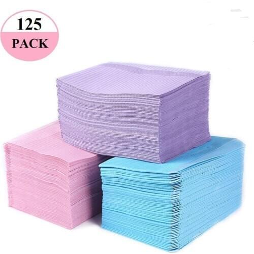 125pcs Disposable Waterproof Medical Paper Dentist Oral Hygiene Bib Neckerchief Dental Clean Pad Sheets