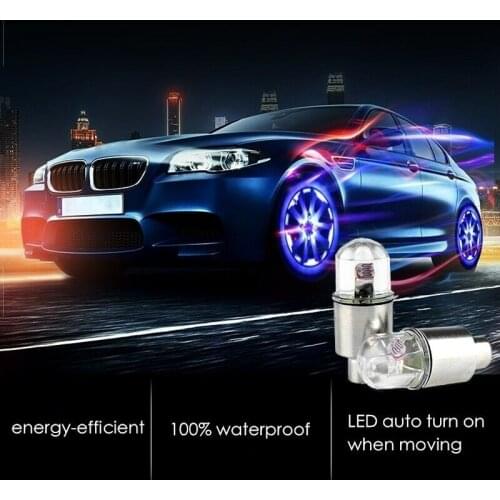 2PCS Car Auto Wheel Tire Tyre Air Valve Stem LED Light Cap Cover Hub Lamp Decorative Lamp Waterproof LED Lights Car Accessories