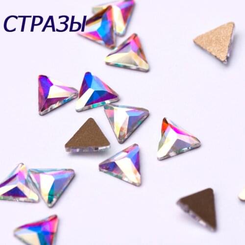 20PCS 7mm AB Colors Crystal Nail Rhinestones Triangle Pixie Fancy stone 3D Manicure Nail Art Decoration Charms Jewelry