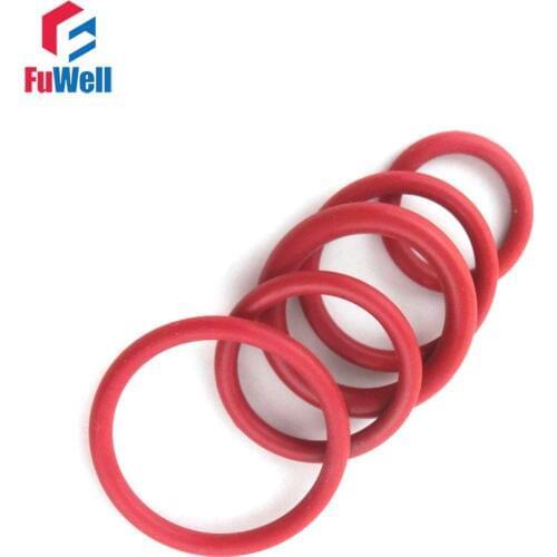 200pcs Red Silicon O Ring Seal 1mm Thickness 26/28/30/32/35mm OD O-ring Seals Gasket VMQ Rubber O Type Ring Gasket