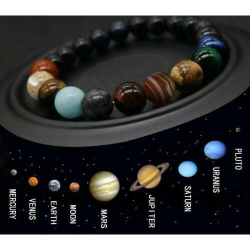 2019 Fashion Brand New Hot Sales Universe Solar System Galaxy Eight Planets Stone Beads Bracelet Handmade Gift