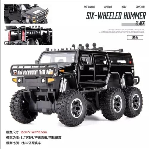2020 new 1:32 Simulation of six wheel alloy car model for childrens off-road vehicle Childrens gifts can be opened with sound