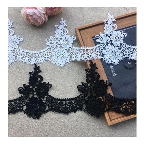 3Yards/ Lot 15cm Wide Black and White Water Soluble Lace Fabric Decoration Garment Accessories Trim