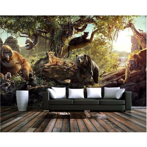 Custom mural 3d wallpaper Forest animal world decoration painting 3d wall murals wallpaper for living room walls 3 d