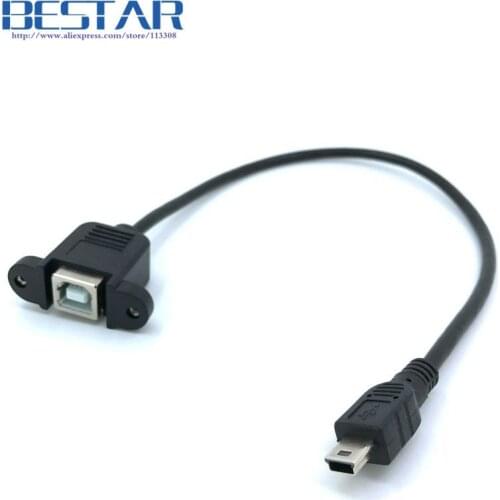 Mini-USB 5pin Mini USB 2.0 Male to USB 2.0 B Type Female Connector Cable 30cm 50cm With Panel Mount Hole cables