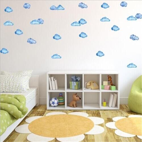 72pcs/2set Blue Cloud Wall Sticker Sky Color Stickers Wall Decal Room Decoration for Kids Bedroom Roomy Decor Gift on The Wall