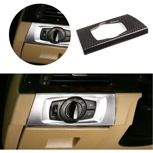Car ABS Carbon Fiber Style Headlight Switch Cover Frame Trim For BMW 3 Series E90 2005 2006 2007 2008 2009 2010 2011 2012