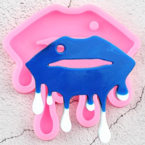 Shiny Glossy Drippy Lip Keychain Mold Epoxy Resin Silicone Mould Craft DIY Necklace Charms Making Jewelry Pendant Clay Moulds