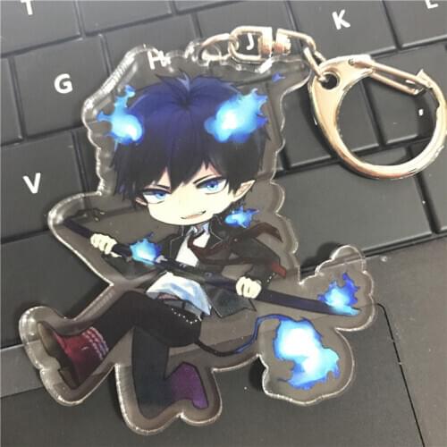 Anime Keychain Ao No Exorcist Blue Exorcist Okumura Rin Acrylic Keychain Model Pendant Keyring Strap Toy Collection Gift
