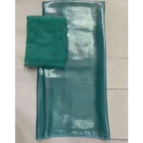 Bronzing Gold Dubai silk fabric african lace fabric 2021 high quality embroidery nigerian lace fabric with chiffon blouse 7yards